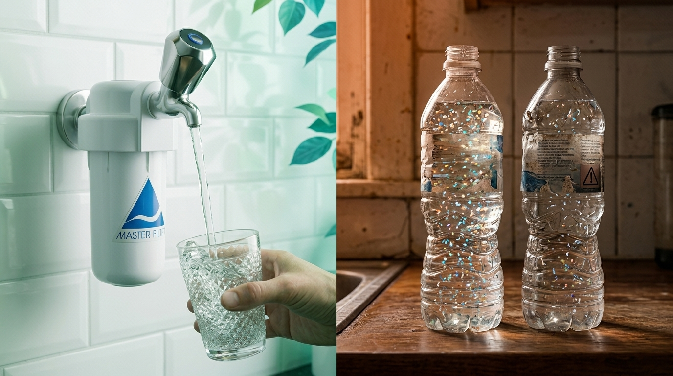 Água filtrada vs garrafa plástica e microplásticos